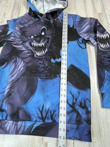 Sudadera con Capucha Fina Wolf Man 3D Azul Negro Novedad Diseño Scary Wolf (Talla Grande) - Imagen 8 de 14