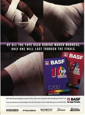 1993 BASF Video Tapes Used During March Madness Finals Vintage Print Ad/Poster
