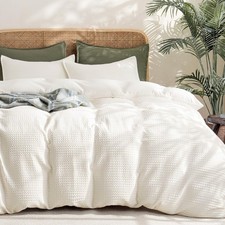 PHF Soft Waffle Duvet Cover Queen Size- Luxury Textured No Snagging Waffle We...