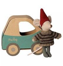 Maileg Christmas mouse, Little brother in car box