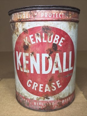 Vintage Kendall Kenlube Grease 5lb Can Bradford, PA USA Used WOW Patina Man Cave