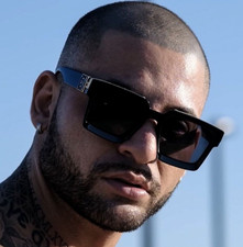 Hip Hop Fashion Large Dark Black Tint Mens Gold Trim Square Designer Sunglasses