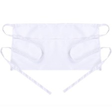 BOHARERS Waist Apron with 3 Pockets - White Waitress Waiter Server Short Apron