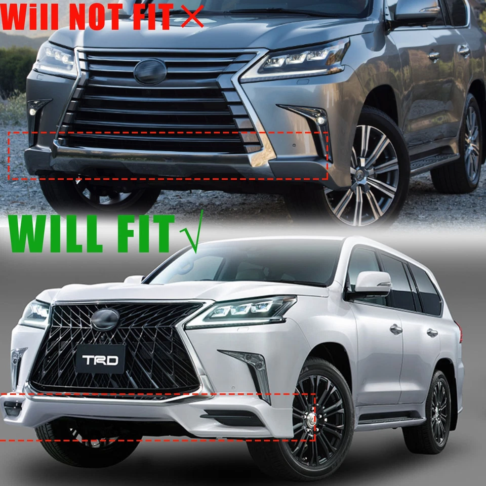 Compatível com Lexus LX570 2016-2021 Grelha de para-choque dianteiro acabamento cromado níquel pérola - Imagem 2 de 4