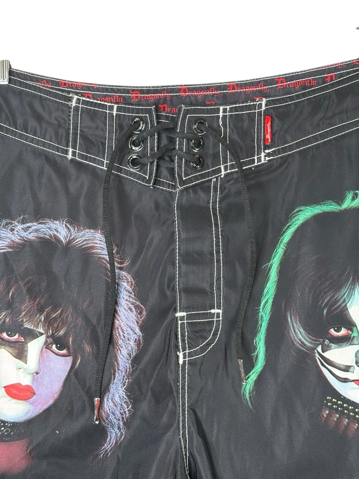 Pantalones Cortos Dragonfly KISS Solo Álbum Caras Estampado Negro Para Hombre Talla 36 Foto 2 de 4