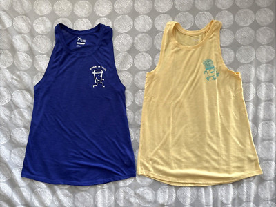 Lot 2 Old Navy Active Fry Your Best Running Coffee Performance Muscle Tanks XS
