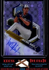 2018 Bowman High Tek Purple Diffractor Auto Michel Baez Padres 064/150 #PHT-MB