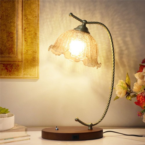 Ultra Bright Desk Lamp Flower Tiffany Style Glass Accent Nightstand Table Lamp - Picture 3 of 12