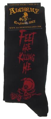 Alchemy of England Feet Are Killing Me Black Socks Halloween Gothic Skull Crew