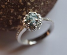 1.02CTS Blue Rough Diamond Ring, Raw Blue Uncut Diamond Ring 925 silver Ring