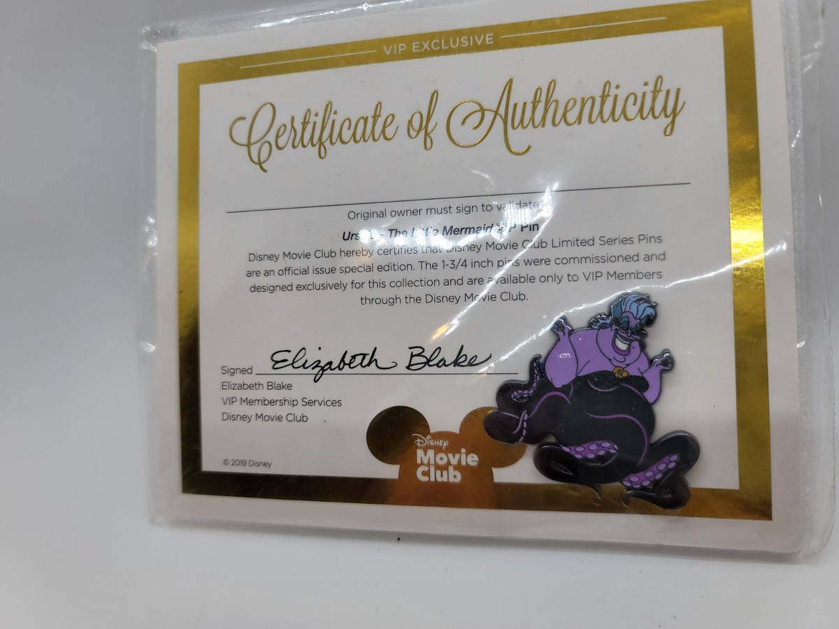 URSULA VIP Pin (with Certificate Of Authenticity, NEW) Disney