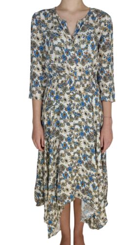 Desigual Womens Beige Floral Asymmetrical Hem Boho Midi Dress Size EU 38 (S) - Picture 2 of 12