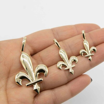 Fleur de Lis Anhänger echt massiv 10K Gelbgold alle Größen