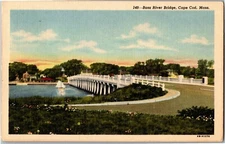 Bass River Bridge Cape Cod MA c1957 Vintage Linen Postcard B03
