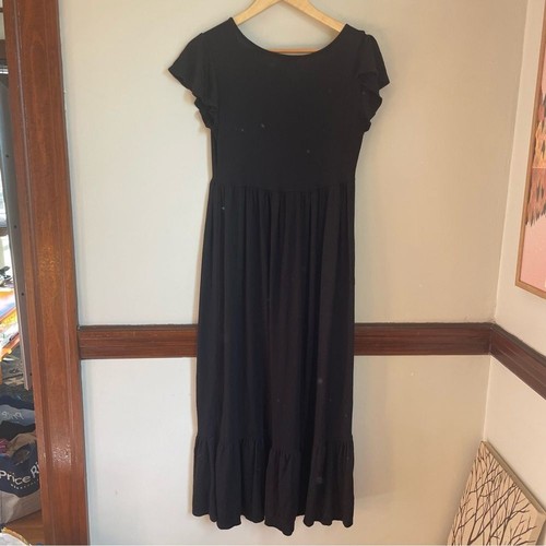 See You Monday by Anthropologie Black Casual Maxi Ruffle Sundress sz Large - 第 4/11 張圖片
