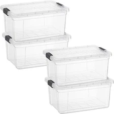 Superio Clear Storage Bins with Lids, 4 Pack- Plastic Storage Boxes - 1.85 Quart