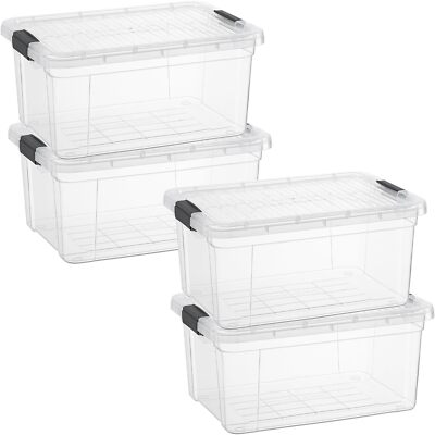 Superio Clear Storage Bins with Lids, 4 Pack- Plastic Storage Boxes - 1.85 Quart