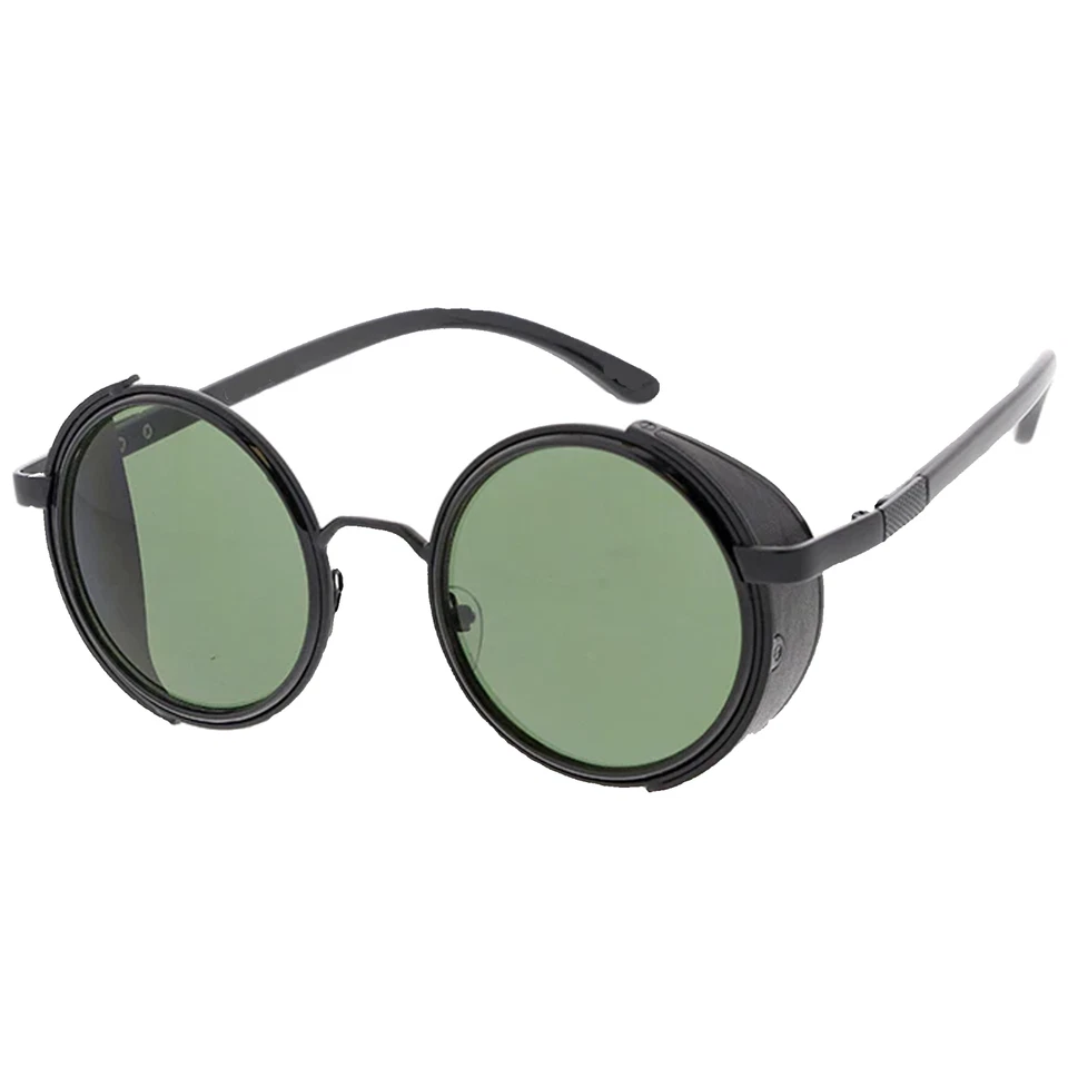 Óculos de sol steampunk proteção lateral óculos retrô metal Cyber óculos redondos UVA/B - Imagem 4 de 4