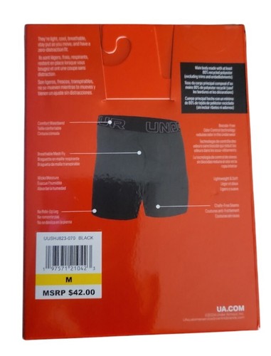Under Armour 3 Men's Performance Tech Boxerjocks Medium (31-34) Black M - 第 2/2 張圖片