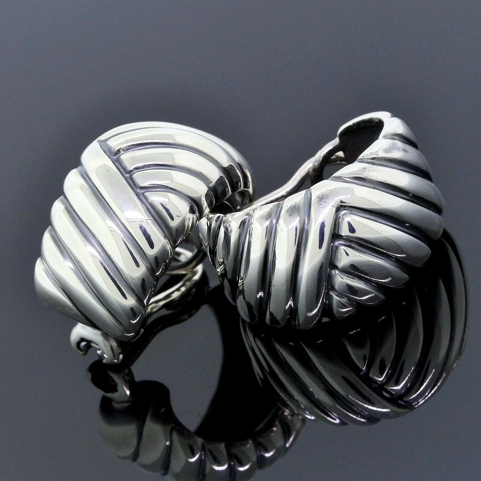 Boucles d'oreilles à clip nervuré bijoux Gucci en argent sterling 925