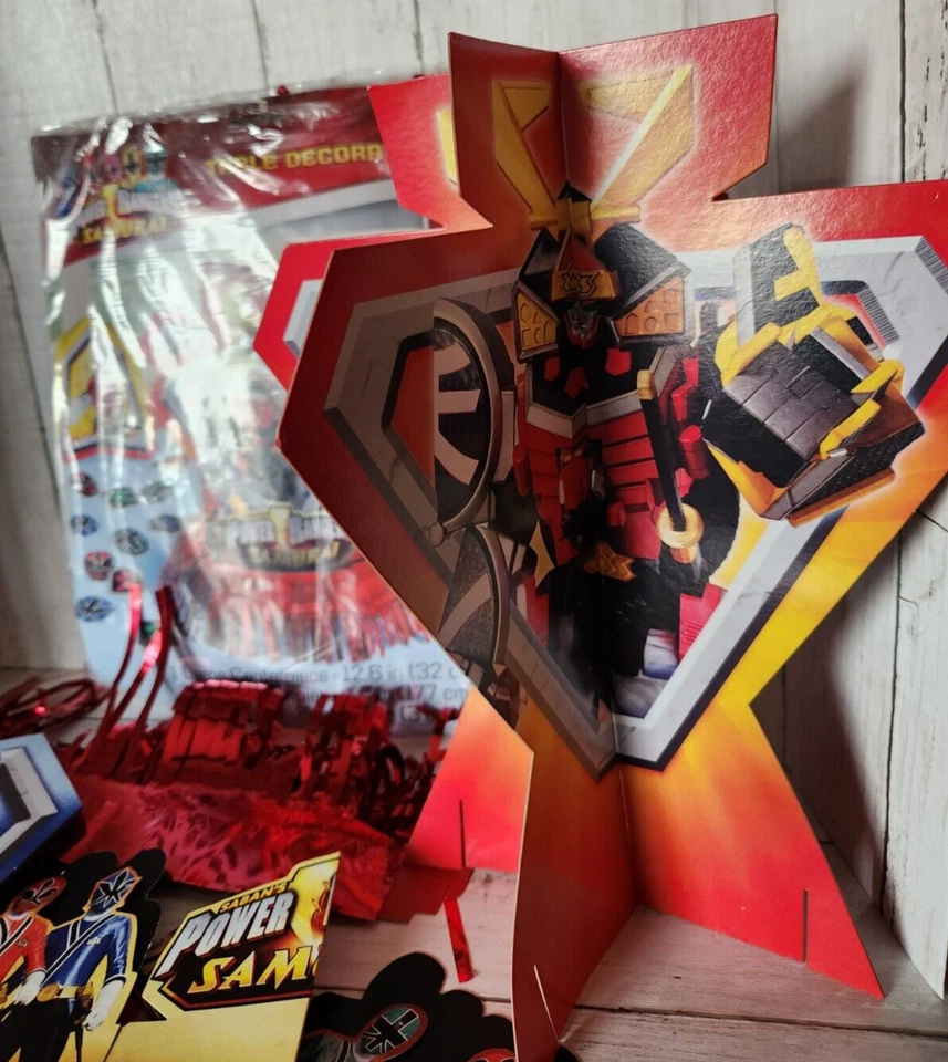 Kit de decoración de mesa Power Rangers Samurai fiesta de cumpleaños SIN CONFETI Foto 4 de 4