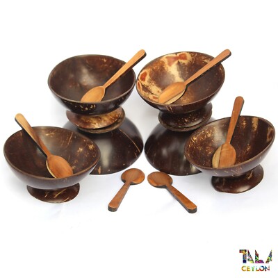 12pcs Coconut Dessert Shell Bowl Cup Set and Spoon Set 100% Eco Friendly New