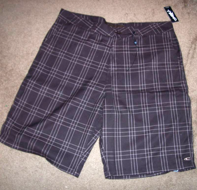 New O'Neill men sz 38 ONEILL khaki chino brown plaid long skate walking