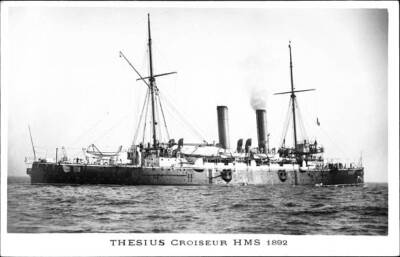 British Royal Navy Battleship Cruiser HMS Thesius SHIPPING NAVAL OLD PHOTO