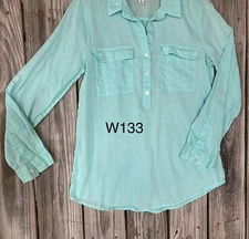 Old Navy Loose Button Down Linen/Cotton Shirt Soft Pullover Women's Medium