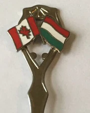 Canada And Hungary Flags Vintage Souvenir Spoon Collectible