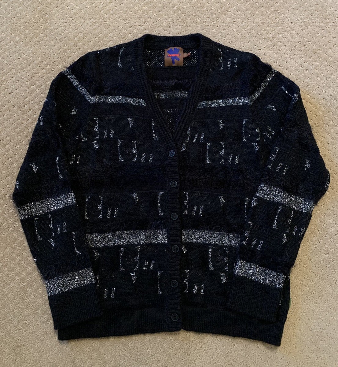 Heaven By Marc Jacobs Loopy Logo Cardigan Sweater Black
