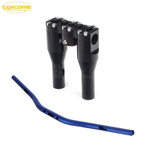 1-1/8" Blue Handlebar w/ 6" + 1" Handlebar Riser Kit For Harley Sportster XL1200 - Picture 5 of 13