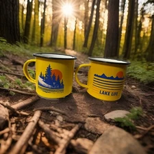 Ozark Trail Outdoor Equipment Mountain Camping Enamelware Lake Life Cup Mugs