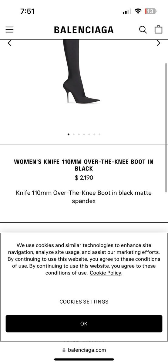 BALENCIAGA KNIFE 110mm OVER THE KNEE SPANDEX BOOT BLACK SIZE BALENCIAGA KNIFE 110mm OVER THE KNEE SPANDEX BOOT BLACK SIZE