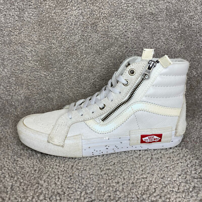 Vans SK8-Hi Top 721454 Reissue Glitter White Zipper Leather Womens Size 