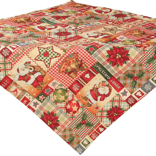 Christmas motifs in Patchwork-Style Embroidery Tablecloth Table runner Red - Picture 6 of 7