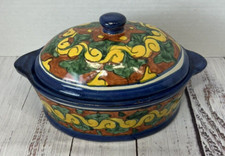 Hecho En Amora México Arte Popular Talavera Cerámica Plato Cubierto Cazuela Pintura a Mano