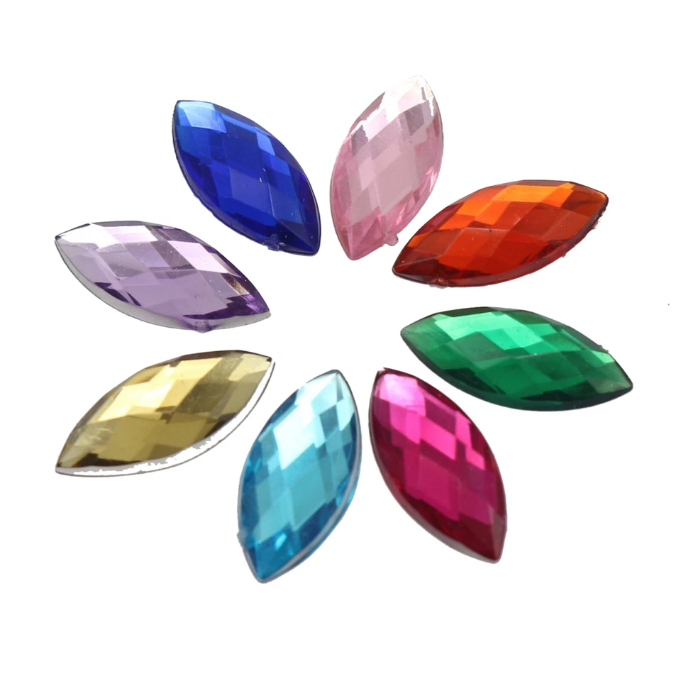 500 gemas acrílicas de estrás de ojo de caballo con respaldo plano 9X20 mm sin agujero varios colores Foto 2 de 4