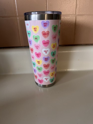 CRACKER BARREL EXCLUSIVE HEART CANDY VALENTINE INSULATED 32OZ TUMBLER CUP! - Picture 4 of 5