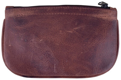 Brown Leather Full Size Tobacco Pouch with Zipper Holds 2 oz Pipe Tobacco - 9300