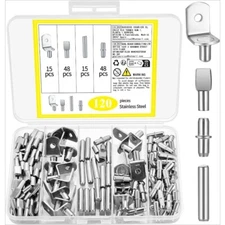 120 Pcs Shelf Pegs Kit, Upgraded Shelf Pins 4 Styles 5mm &6mm Nickel Shelf New