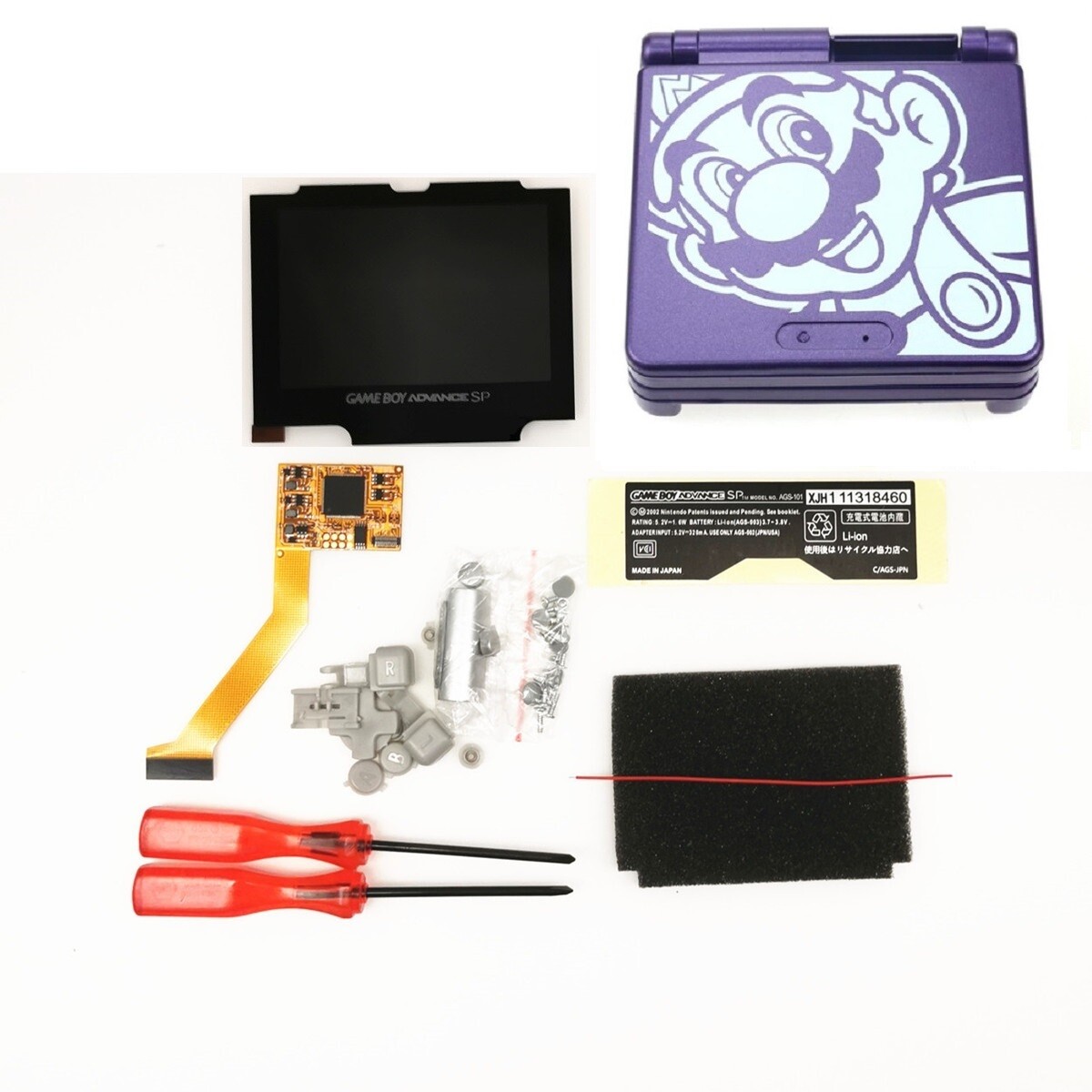 V2 IPS GBA SP Backlight Backlit LCD For Game Boy Advance SP + Pre-cut Shell Case - Picture 10 of 63