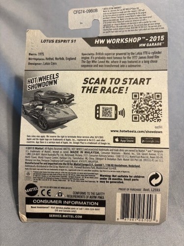 Hot Wheels 2015 HW Workshop James Bond 007 White Lotus Esprit S1 #219 - Picture 6 of 6