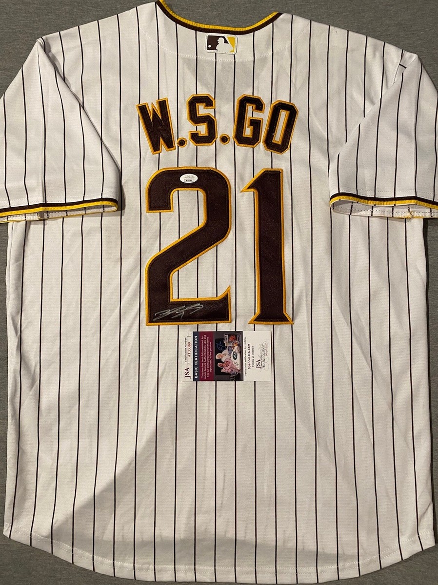 SAN DIEGO PADRES- WOO-SUK GO AUTOGRAPH #21 NIKE PINSTRIPE