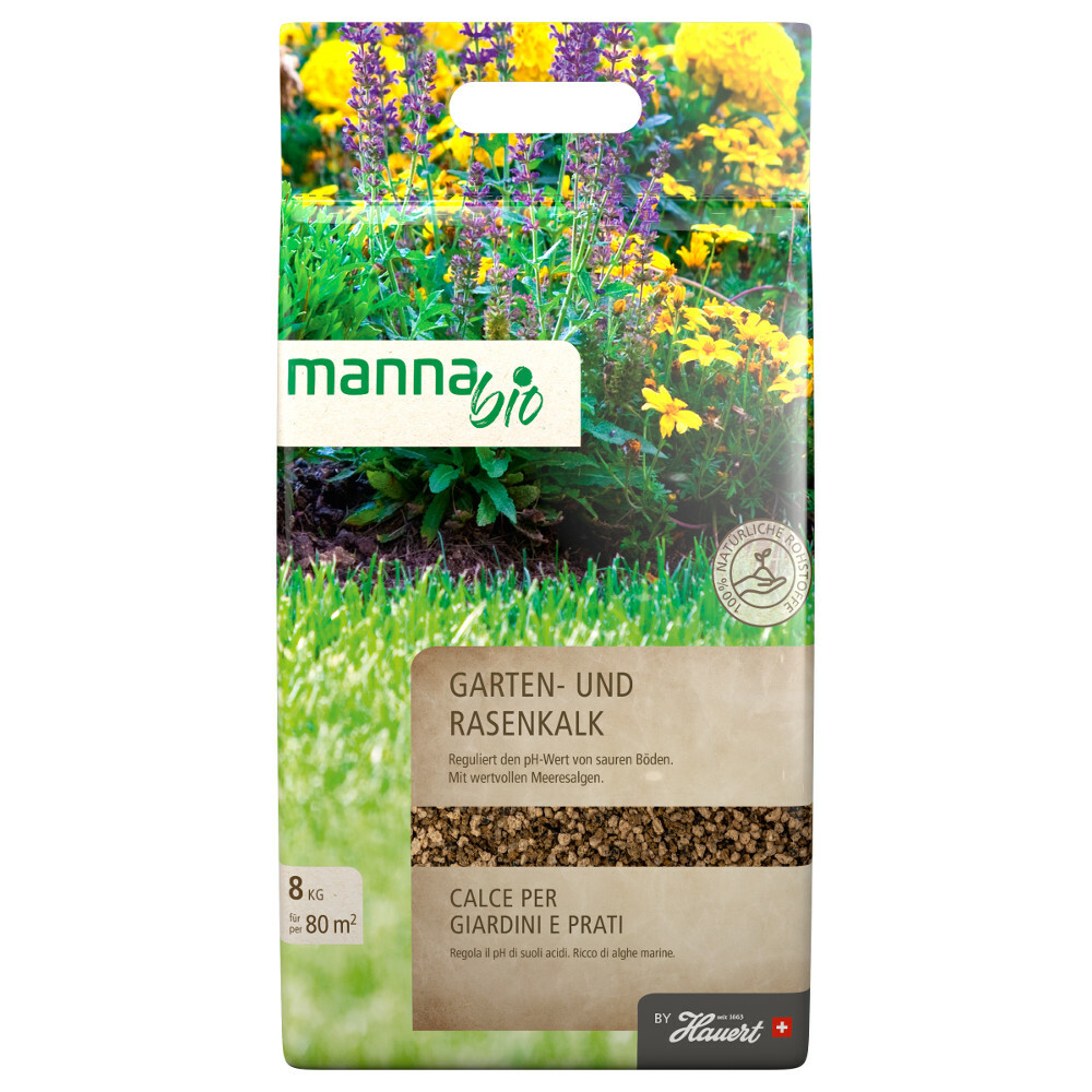 Chaux de jardin biologique Manna Bio pour gazon et potager sac de 8kg