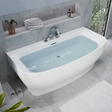 Bank Series 65 in. x 31 in. Flat Bottom Acrylic Freestanding Soaking Bathtub
