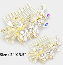 Crystal Rhinestone Hair Comb Wedding Bridal Cocktail Leaf Bar Branch Bobble Bow