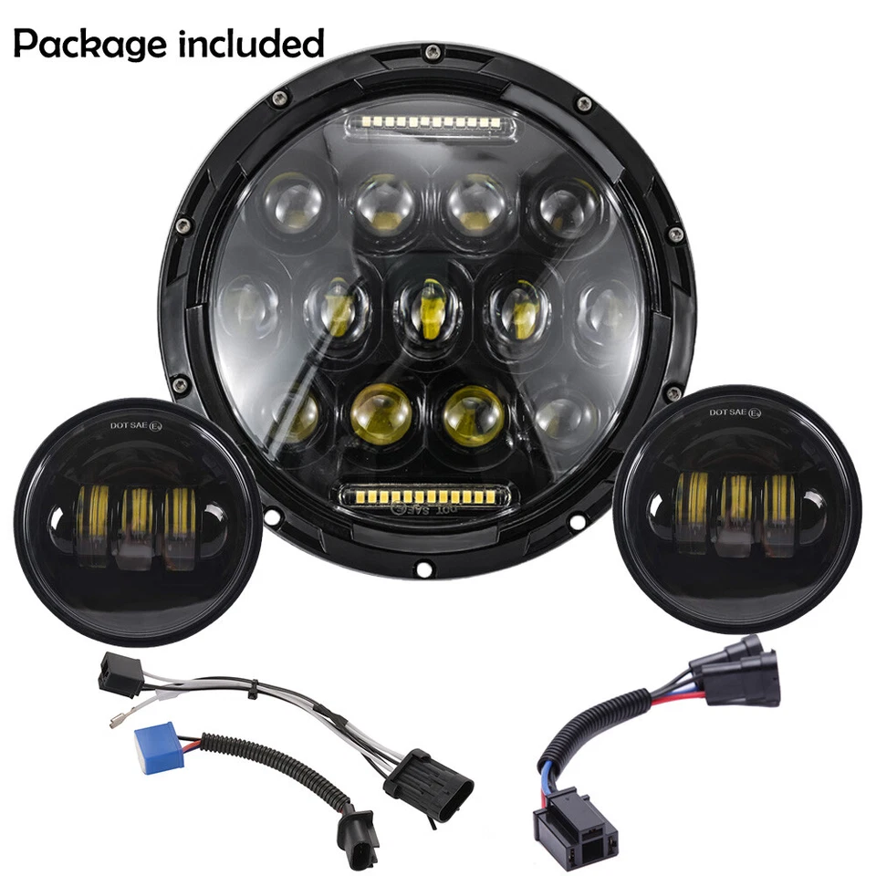 Faro LED 7" + luz de paso antiniebla para Harley Davidson Road King Electra Glide Foto 2 de 4