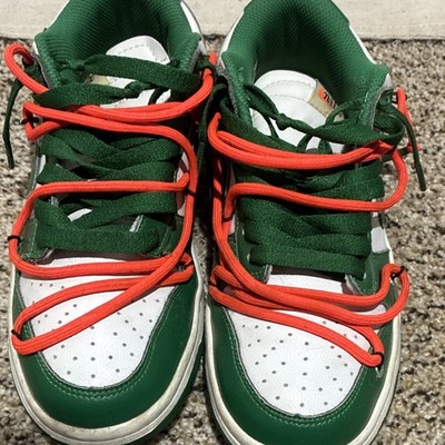 Nike Dunk Low Off-White Green White Orange Leather Sneakers Designer Sports