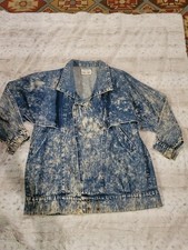 VINTAGE COMPAGNIE EXP EXPRESS Jacket M Blue Oversized Denim Jean Acid Wash D4